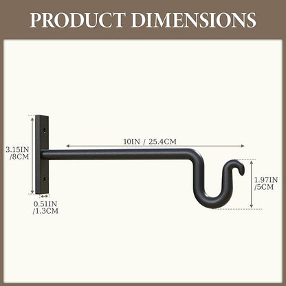 10 inch Plant Hook Plant Hanger - 2 Pack Plant Bracket Metal Plant Wall Hooks for Hanging Flower Basket, Lanterns, Bird Feeder, Wind Chimes Indoor & Outdoor.