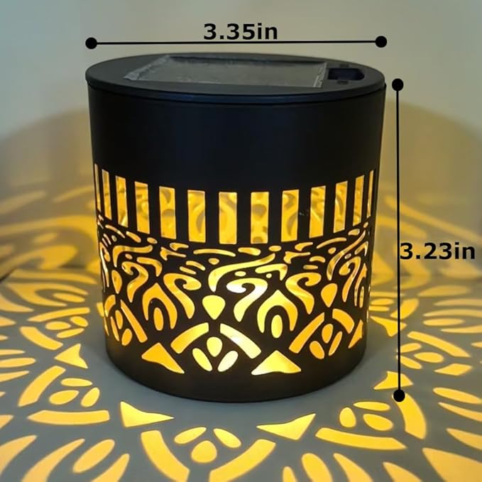 2Pcs Decorative Solar Mandala Lights, Metal Outdoor Waterproof Decorative Lights for Garden Patio Deck Steps, Solar Powered Wall Lantern for Yard Post & Front Door