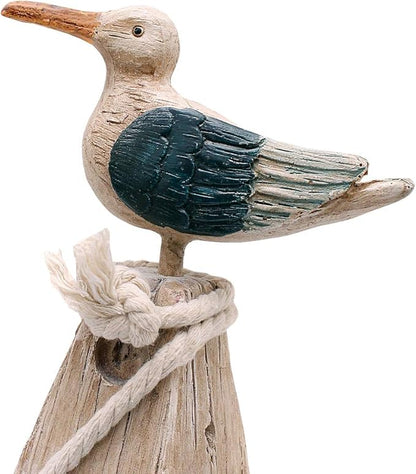 Attraction Design Seagull Statue Figurine Nautical Decoration, Rustic Indoor Outdoor Nautical Beach Theme Room Decor for Living Room Bathroom Home Decor Yard and Garden Statue 11Inch (White B)