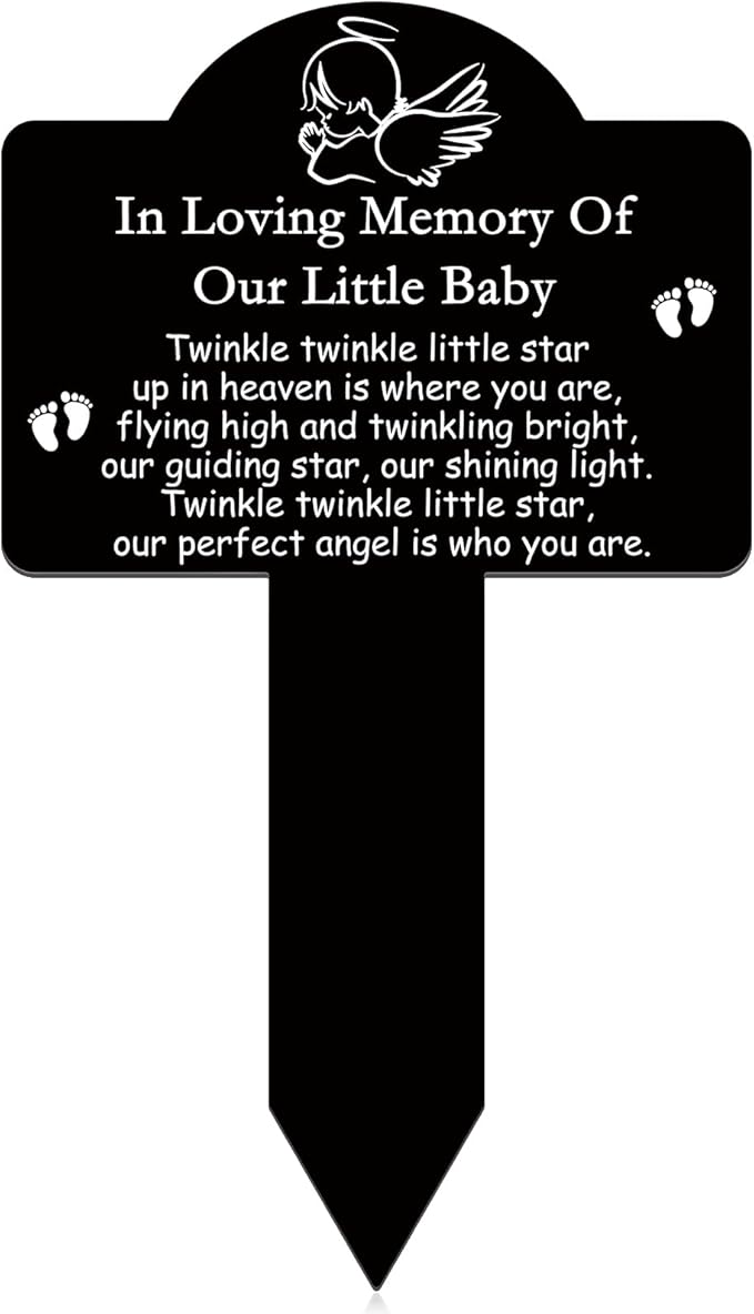 Roowest Cemetery Grave Decorations Acrylic Memorial Stakes Grave Stake Markers Sympathy Garden Plaque Waterproof Remembrance Sympathy Gift for Cemetery Graveside Outdoors Yard(Baby)