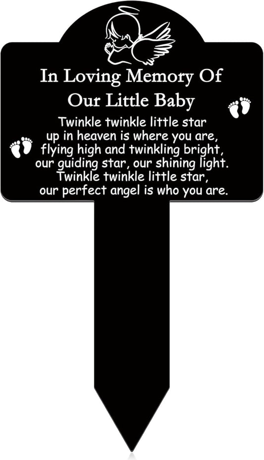 Roowest Cemetery Grave Decorations Acrylic Memorial Stakes Grave Stake Markers Sympathy Garden Plaque Waterproof Remembrance Sympathy Gift for Cemetery Graveside Outdoors Yard(Baby)