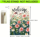 Welcome Spring Summer Daisy Garden Flag 12x18 Double Sided, Small Burlap Floral Garden Flags Summer Outdoor Decorations Yard Lawn Porch Flags for Outside Decor