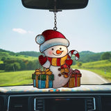 Cute Snowman Acrylic Suncatcher Stained Glass Effect Window Car Hanging Christmas Ornament Indoor Outdoor Decor Garden Sun Catcher Panel for Christmas Lover for Women Mom Grandma