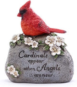 Napco Imports Decorative Cardinal Bird 5.5 x 6.5 Inch Indoor or Outdoor Memorial Tribute Garden Stone Red and Grey Angels Near