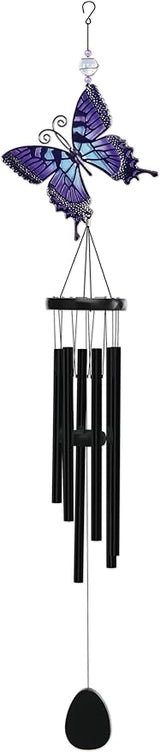 Sunset Vista Designs Windchimes - Large Colorful Butterfly Wind Chime, 45-Inch, Purple