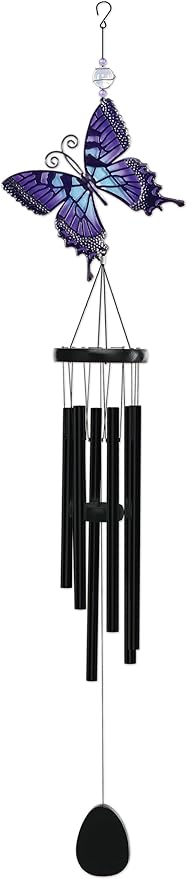 Sunset Vista Designs Windchimes - Large Colorful Butterfly Wind Chime, 45-Inch, Purple