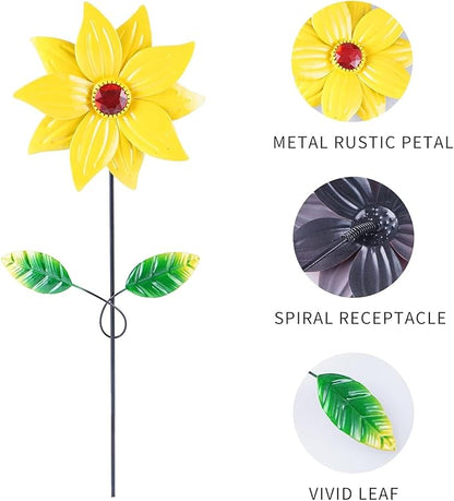 TZSSP Metal Flower Decorative,Floral Garden Stakes Yard Art,3 Pack Flower Garden Stakes Decor for Lawn & Yard Ornament