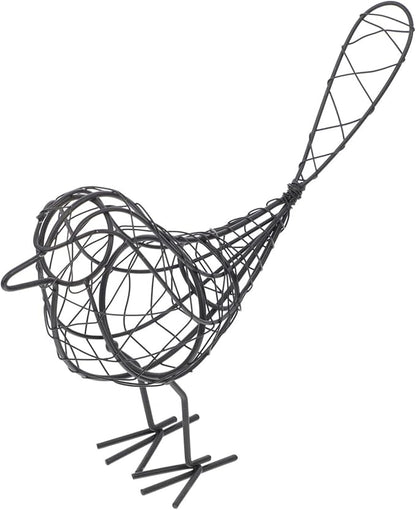 Mobestech Black Metal Bird Statue 20x23cm Garden Ornaments Stylish Black Metal Bird Art for Indoor Outdoor Decor