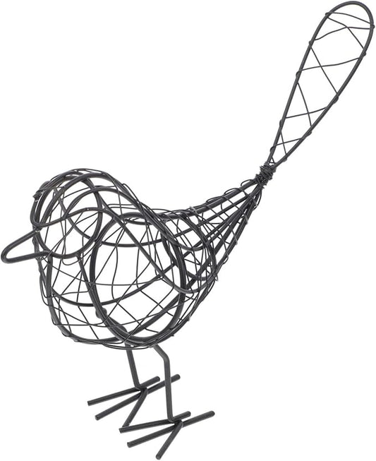 Mobestech Black Metal Bird Statue 20x23cm Garden Ornaments Stylish Black Metal Bird Art for Indoor Outdoor Decor