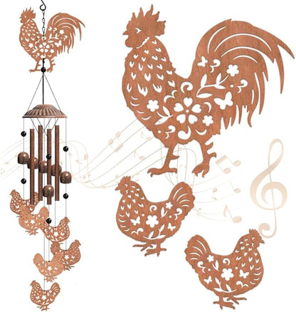 Chicken Wind Chimes for Outside Metal Windchimes Indoor and Outdoor Wind Chimes for Chicken Coop Chicken Art Hanging Decoration for Patio Garden Yard Chicken Pendant Thanksgiving Gift