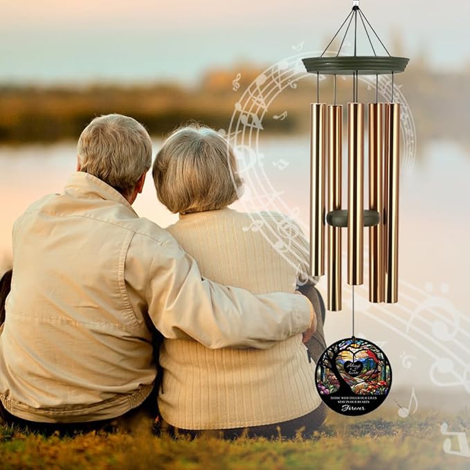 Personalized Memorial Wind Chimes, 36inch Cardinal Sympathy Wind Chime, in Loving Memory for Loss of Loved Dad/Mom, Life Tree Condolences Gifts, Forever in Heart (Produced in USA)