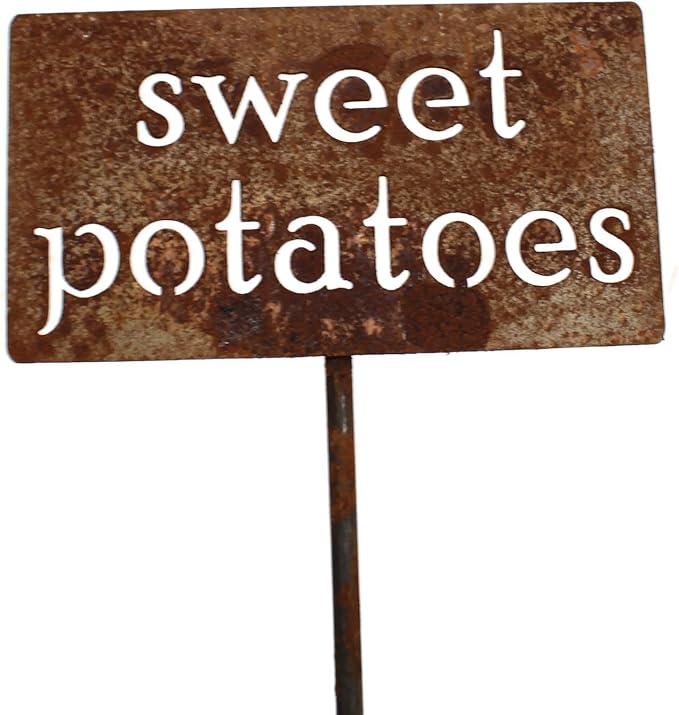 Classic Metal Garden Markers 19 Inches Tall (sweet potatoes, Naturally Rusted)