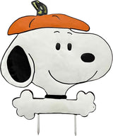 PRODUCTWORKS Peanuts Pumkin Press-in Icon Metal Stake Halloween Harvest Decor Porch Decorating Indoor Outdoor (Linus) (Snoopy Pumpkin Hat)