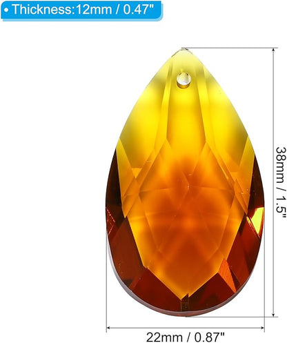 PATIKIL K9 Crystal Pendants Teardrop Beads, 10 Pack 38mm Chandelier Prisms DIY Amber