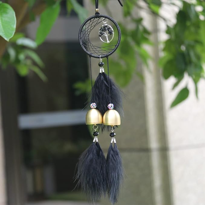 Dreamcatcher Wind Chimes, Handmade Feather Indian Round Net Chimes, Creative Balcony, Study, Bedroom Hanging Decoration