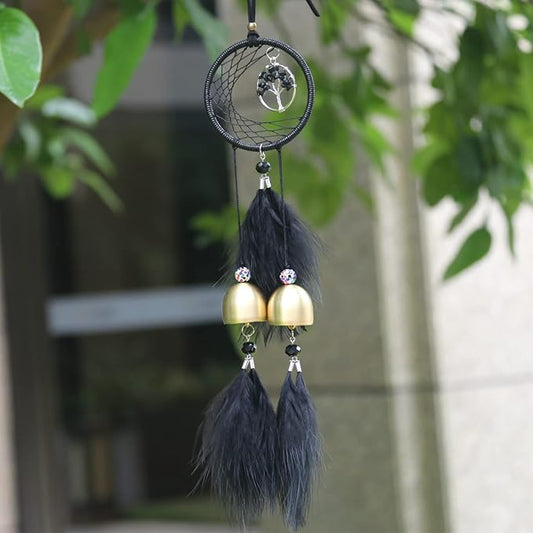 Dreamcatcher Wind Chimes, Handmade Feather Indian Round Net Chimes, Creative Balcony, Study, Bedroom Hanging Decoration