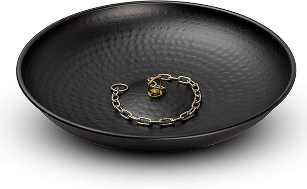 Monarch Rain Chains Rain Chain Basin – 12 Inch Hand Hammered Anchor Bowl for Gutters, Matte Black Decorative Anchoring Basin for Outside, Garden, Lawn & Patio Water Feature, Downspout Catcher Basins