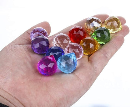 H&D Hyaline & Dora 20mm Multi-Color K9 Crystal Glass Feng Shui Faceted Decorating, Pack of 12