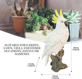 Decorative Parrot Garden Statue, Garden Decor Sculptures Statues Outdoor, Cockatoo Bird Tropical Indoor Desk Decor, Yellow White, 14.96 inches high