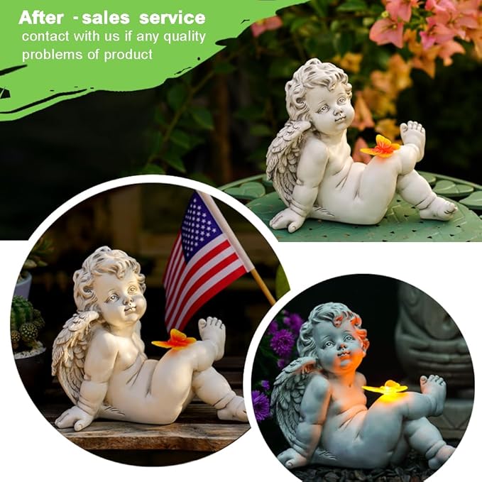 Solar Angel Outdoor Garden Decor Statues Ches Solar Outdoor Sculptures for Outside Yard Art Patio Balcony Front Lawn Ornaments Gifts for Mom Grandma Women