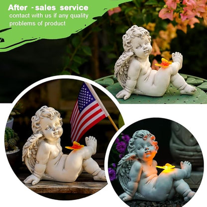 Solar Angel Outdoor Garden Decor Statues Ches Solar Outdoor Sculptures for Outside Yard Art Patio Balcony Front Lawn Ornaments Gifts for Mom Grandma Women