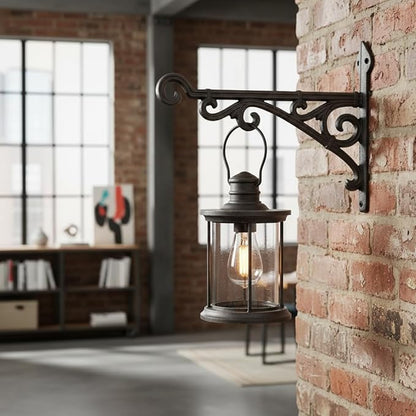 Comfy Hour 11" Heavy Duty Cast Iron Plant Wall Hanger, Decorative Bird Feeder Bracket for Outdoor Garden, Metal Hanging Plant Hook for Flower Pots, Lanterns & Wind Chimes, Brown