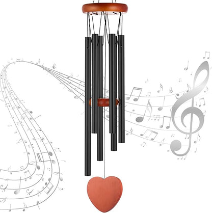 Wind Chimes for Outside – 25.5" Aluminum Windchimes Outdoors for Garden, Patio Decor, Memorial Gifts for Mom, Sympathy Gift for Loss of Loved One, Sister Gifts for Birthdays, Mother's Day(Black)