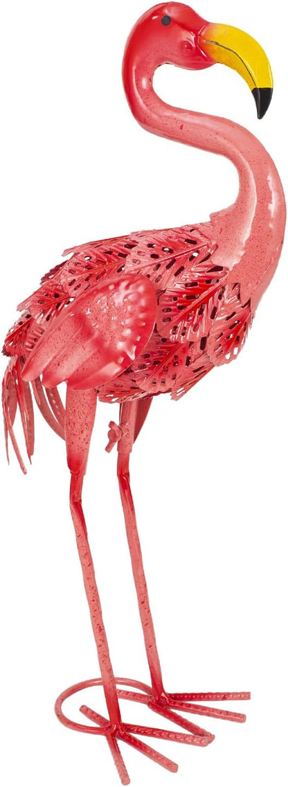 Metal Flamingo Garden Statues Outdoor Decor, Pink Flamingo Outdoor Sculptures Yard Art Decoration for Home Patio Lawn Backyard, Gift for Women Lovers Moms