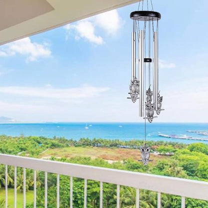 Owl Wind Chimes Outdoor/Indoor Decor - Memorial Wind Bells, Romantic Wind Catcher, Blessing Windchimes Gifts for Mom, Home, Balcony, Yard, Tree, Indoor, Festival Garden Decoration(5 Tubes, 6 Owls)