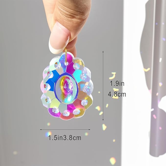 HDCRYSTALGIFTS 12pcs Crystal Prisms Suncatcher for Window Rainbow Maker Chandelier Crystals Hanging Sun Catchers Indoor Outdoor Home Garden Valentines Day Wedding Decoration, 50mm