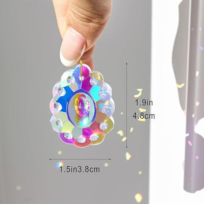 HDCRYSTALGIFTS 12pcs Crystal Prisms Suncatcher for Window Rainbow Maker Chandelier Crystals Hanging Sun Catchers Indoor Outdoor Home Garden Valentines Day Wedding Decoration, 50mm