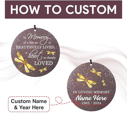 Sympathy Wind Chimes, Personalized Dragonfly Wind Chimes for Loss of Loved One, Commemorative Sympathy Gifts for Funeral, in Memory of Dad/Mom 36inch (Produced in USA)