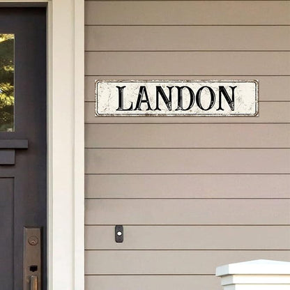 Madcolitote Rustic Landon Wood Signs Landon Street Signs Customized Vintage Wood Plaque Farmhouse Wall Art Wall Decor for Home Bars Clubs Cafes Man Cave Party 4x18in