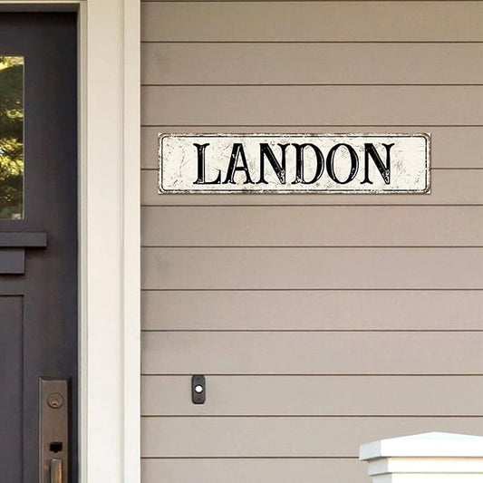 Madcolitote Rustic Landon Wood Signs Landon Street Signs Customized Vintage Wood Plaque Farmhouse Wall Art Wall Decor for Home Bars Clubs Cafes Man Cave Party 4x18in