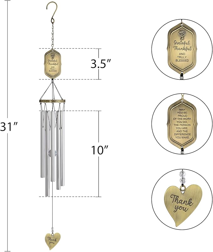 31" Retirement Wind Chimes with Tree of Life - Retirement Gift for Woman,Thank You Gifts for Women,Men,Friends, Coworkers,Teacher,Neighbors,Family & Appreciation Gifts in Exquisite Box.