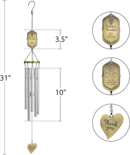 31" Retirement Wind Chimes with Tree of Life - Retirement Gift for Woman,Thank You Gifts for Women,Men,Friends, Coworkers,Teacher,Neighbors,Family & Appreciation Gifts in Exquisite Box.