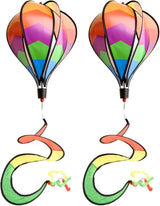 2 Pcs for Rainbow Hot Air Balloons Wind Spinner, Colorful Windsock Tail Hanging Decoration 3D Rotating Garden Windmills Hanging Geometric Twisters for Outdoor Yard Patio Porch Balcony Decoration