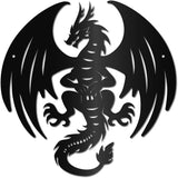 CREATCABIN Dragon Metal Wall Art Black Metal Wall Sculptures Iron Fly Dragon Western Fairytale Animal Wall Artwork Sign Ornament Decor for Living Room Office Garden Balcony Decoration 11.8 x 11.8 Inch