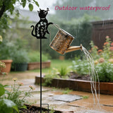 Solar-Powered Cat Watering Can Projection Lights with Metal Cat Statue Silhouette Pillar Garden Feature Light, for Christmas, Mother's Day, Birthday Gifts, Garden, Lawn, Courtyard Decorations.