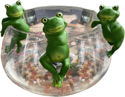 Garden Sculptures, Cute Frog Figurines Hanging Animal Statue Garden Ornaments Decor for Flower Pot Fence Yard 3 Pcs