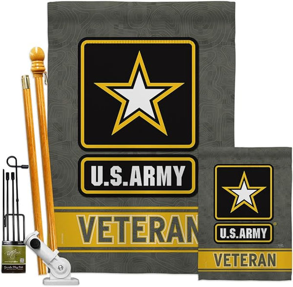 US Army Veteran Garden House Flag - Kit Armed Forces Rangers United State American Military Retire Official - Decoration Banner Small Yard Gift Double-Sided Made in USA 28 X 40
