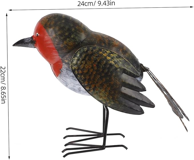 Figurine Garden Decoration Rustic Metal Bird Ornament for Outdoor Spaces for Coffee Shops Patios Iron Craft Elegant Design Bird Statue for Lawn Decor