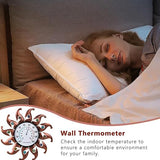 VEWOGITF Sun Outdoor Thermometer, Copper Wall Thermometer No Need Battery, 13.5" Dia Metal Indoor Thermomter with Beads Decor for Patio Home Room