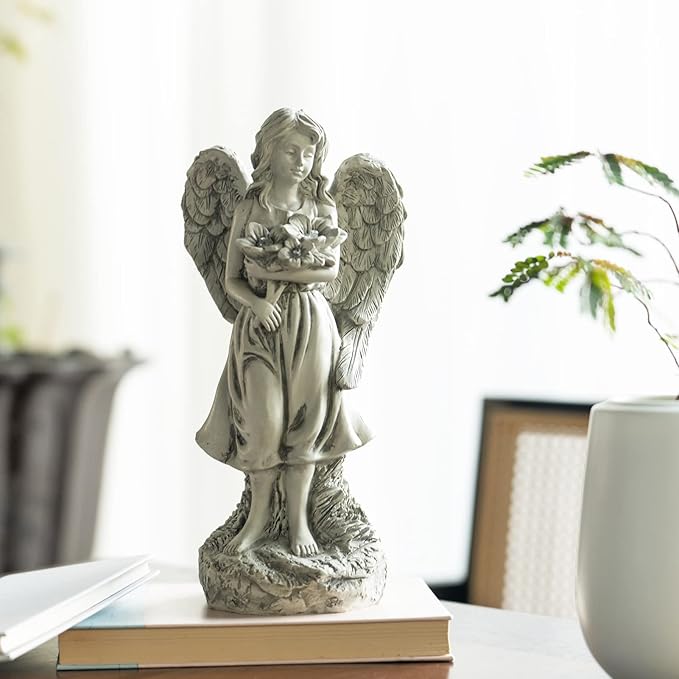 Rezpuao Angel Statue - Outdoor Angel Decor, Solar-Powered, Perfect for Patio, Lawn, Yard, Porch Decoration, Housewarming or Garden Gift