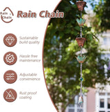 10.2ft Rain Chain for Outside, Lotus Rain Chain with 16 Cups, Adjustable Rain Catcher Chain for Outside, Replacement Downspout for Gutters, Eaves, Drainage