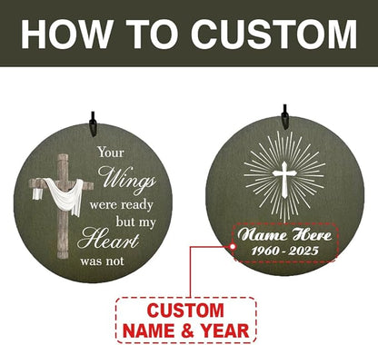 Personalized Wind Chimes, Custom Name Sympathy Jesus God Gifts, 36inch Memorial Wind Chime, Loving Memory Cross Wind Chime, Loss of Loved Dad/Mom for Funeral (Produced in USA)