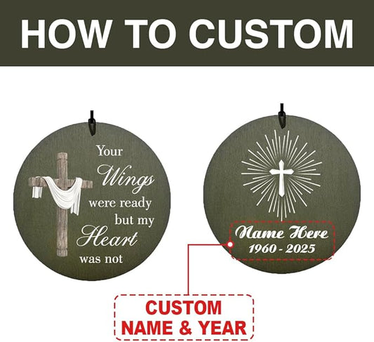 Personalized Wind Chimes, Custom Name Sympathy Jesus God Gifts, 36inch Memorial Wind Chime, Loving Memory Cross Wind Chime, Loss of Loved Dad/Mom for Funeral (Produced in USA)