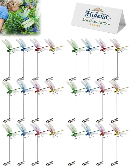 Dragon Fly Clips for Bugs Repellent, Outdoor Dragonfly Clips to Keep Bugs Away, Clip on Dragonfly Garden Decor Flying Butterflies Decorations Fake Flies Metal Dragon Moving Yard Ornaments Hat(24pcs)