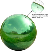 Nerien 8 Inch Gazing Ball, Stainless Steel Garden Mirror Globe, Polished Ornament Sphere, Hollow Floating Reflective Hemisphere, Home Outdoor Pond Housewarming Swimming Pool Decoration Gift, Green