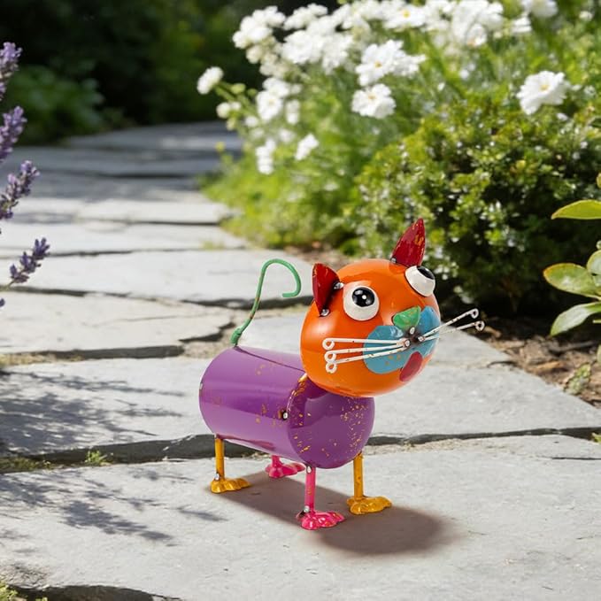 Yard Decorations Outdoor Metal Cat Statue Animal Sculptures Garden Decor for Outside, Weatherproof Yard Art Statues for Patio Porch Lawn Cat Gifts